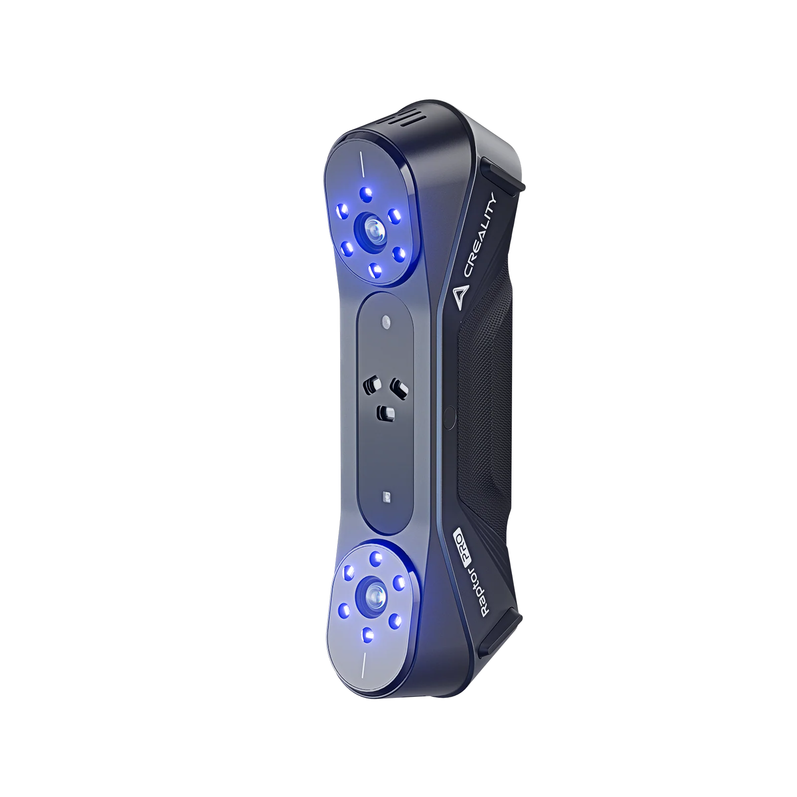 Escáner 3D Creality Raptor Pro Escáner 3D industrial Creality Raptor Pro con láser azul digitalizando motor metálico brillante sin spray