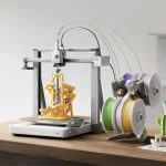 Impresora 3D Bambu Lab A2L de gran formato imprimiendo modelo y cortando vinilo adhesivo"